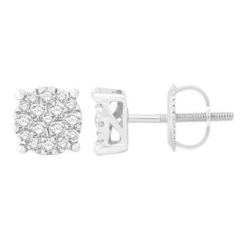 10 Karat White Gold 0.27 Carat Diamond Round Earrings