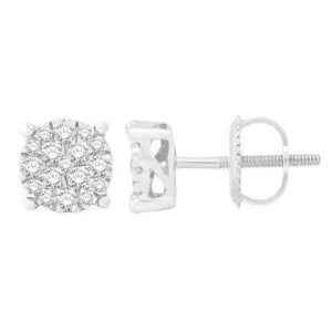 10 Karat White Gold 0.27 Carat Diamond Round Earrings