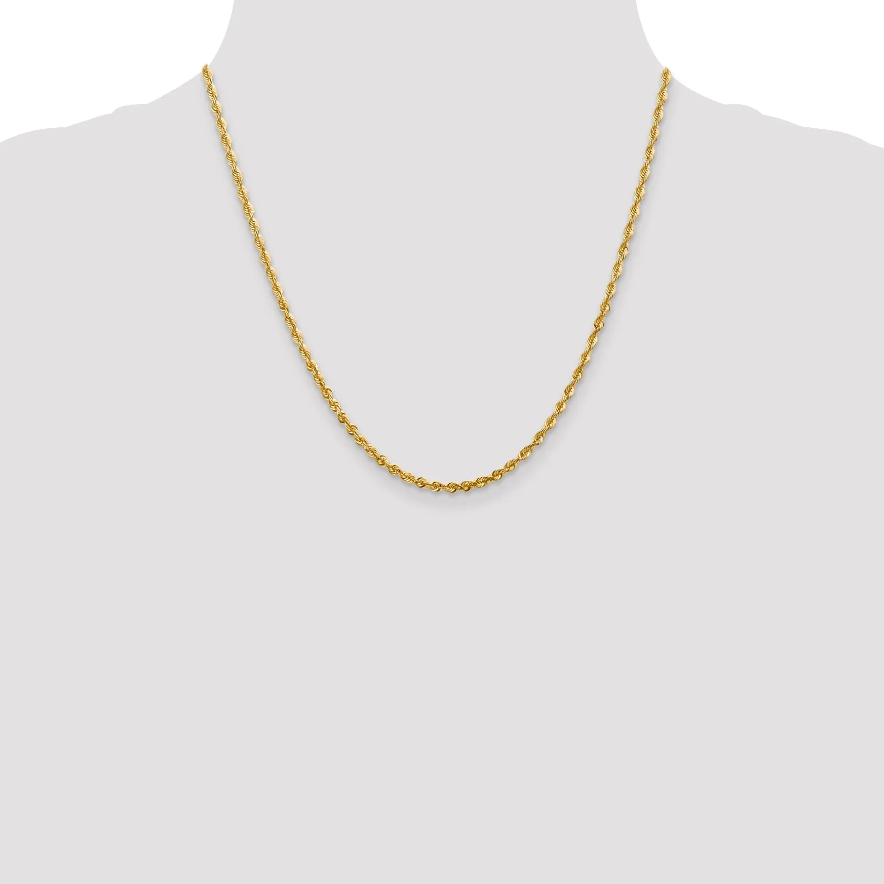 10K Gold Diamond-Cut Lightweight Rope Chain Necklace 18-Inch Polished Finish
