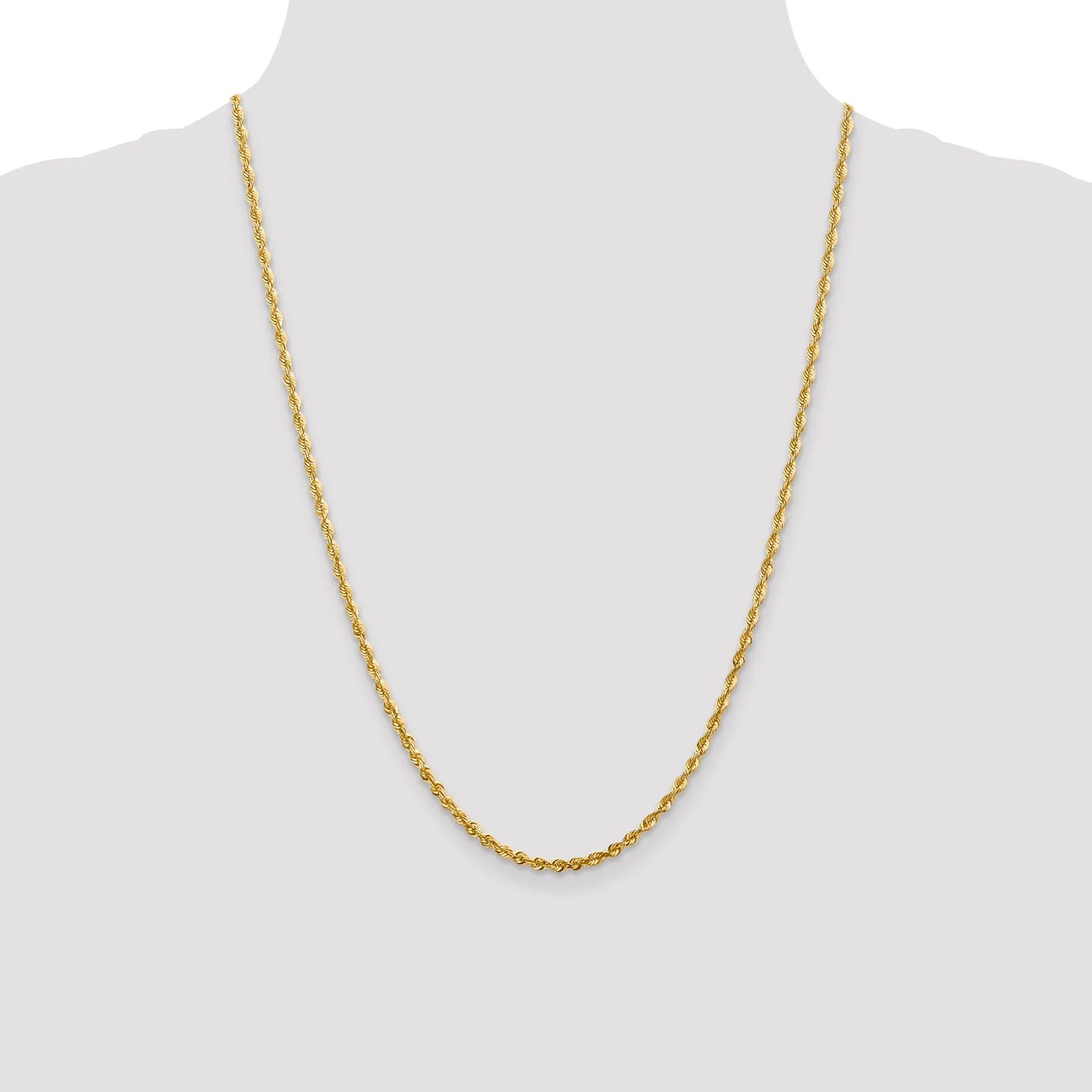 10K Gold Diamond-Cut Lightweight Rope Chain Necklace 18-Inch Polished Finish