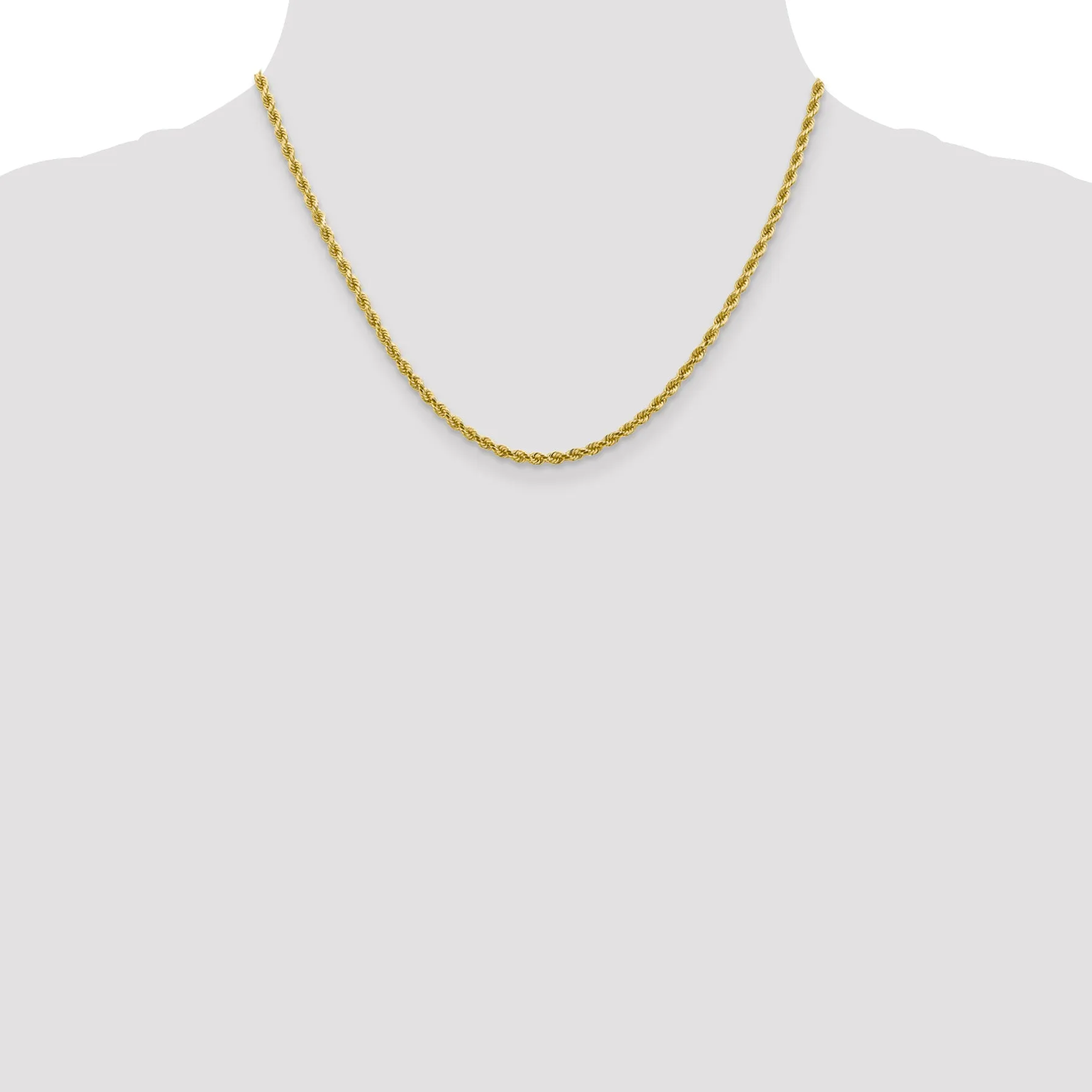 10K Gold Polished Unisex Diamond-Cut Rope Chain Necklace 18