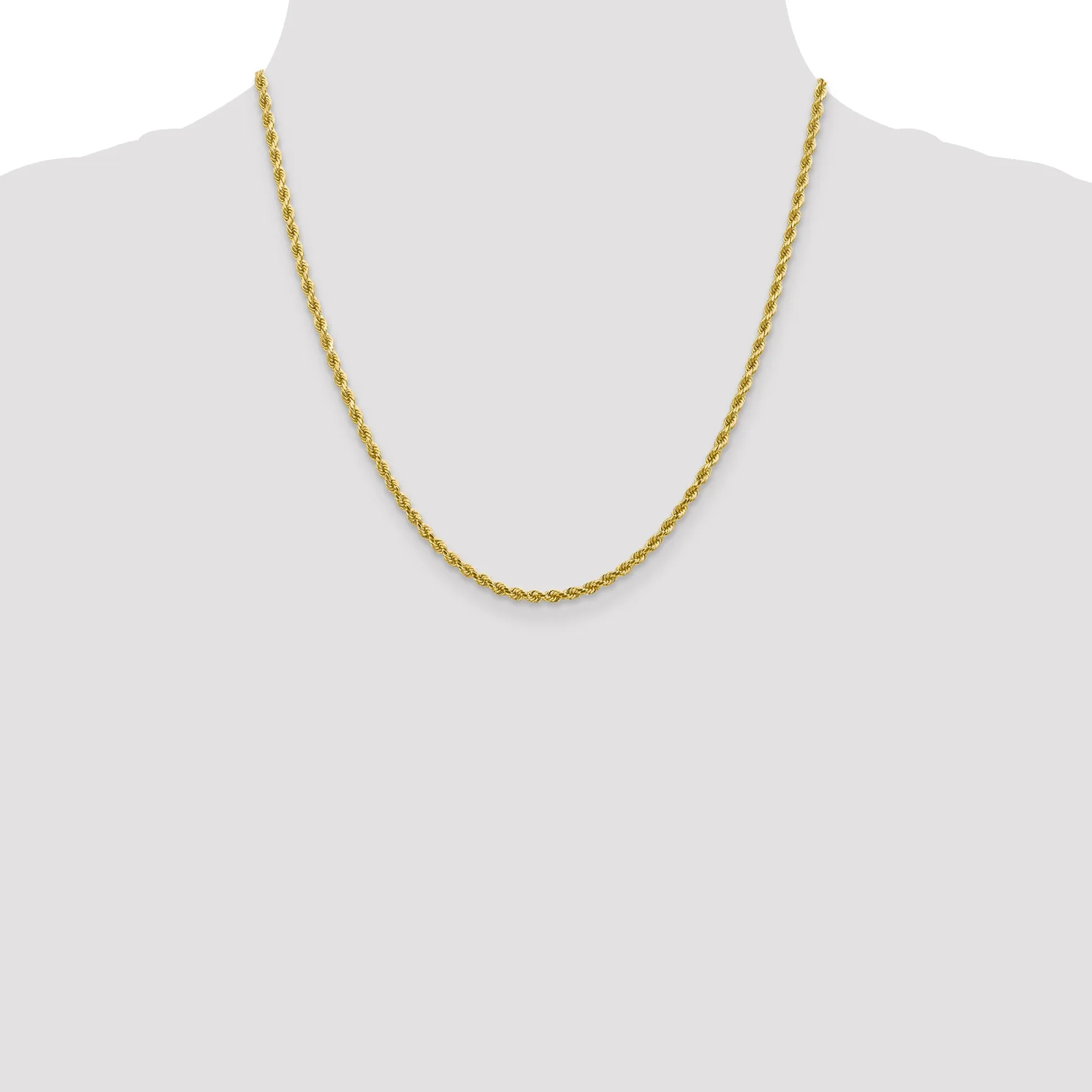 10K Gold Polished Unisex Diamond-Cut Rope Chain Necklace 18