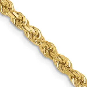 10K Gold Polished Unisex Diamond-Cut Rope Chain Necklace 18