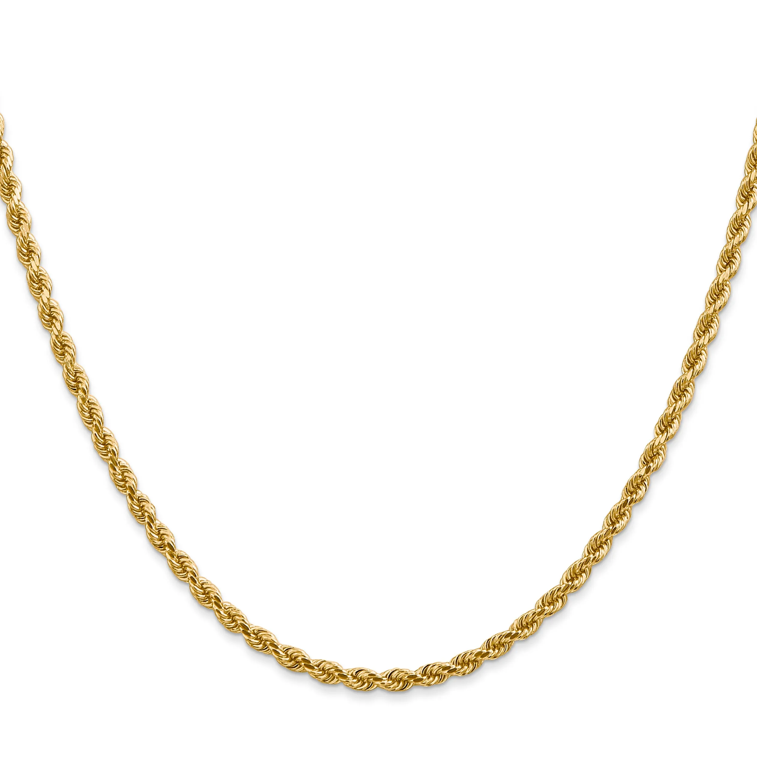 10K Gold Polished Unisex Diamond-Cut Rope Chain Necklace 18