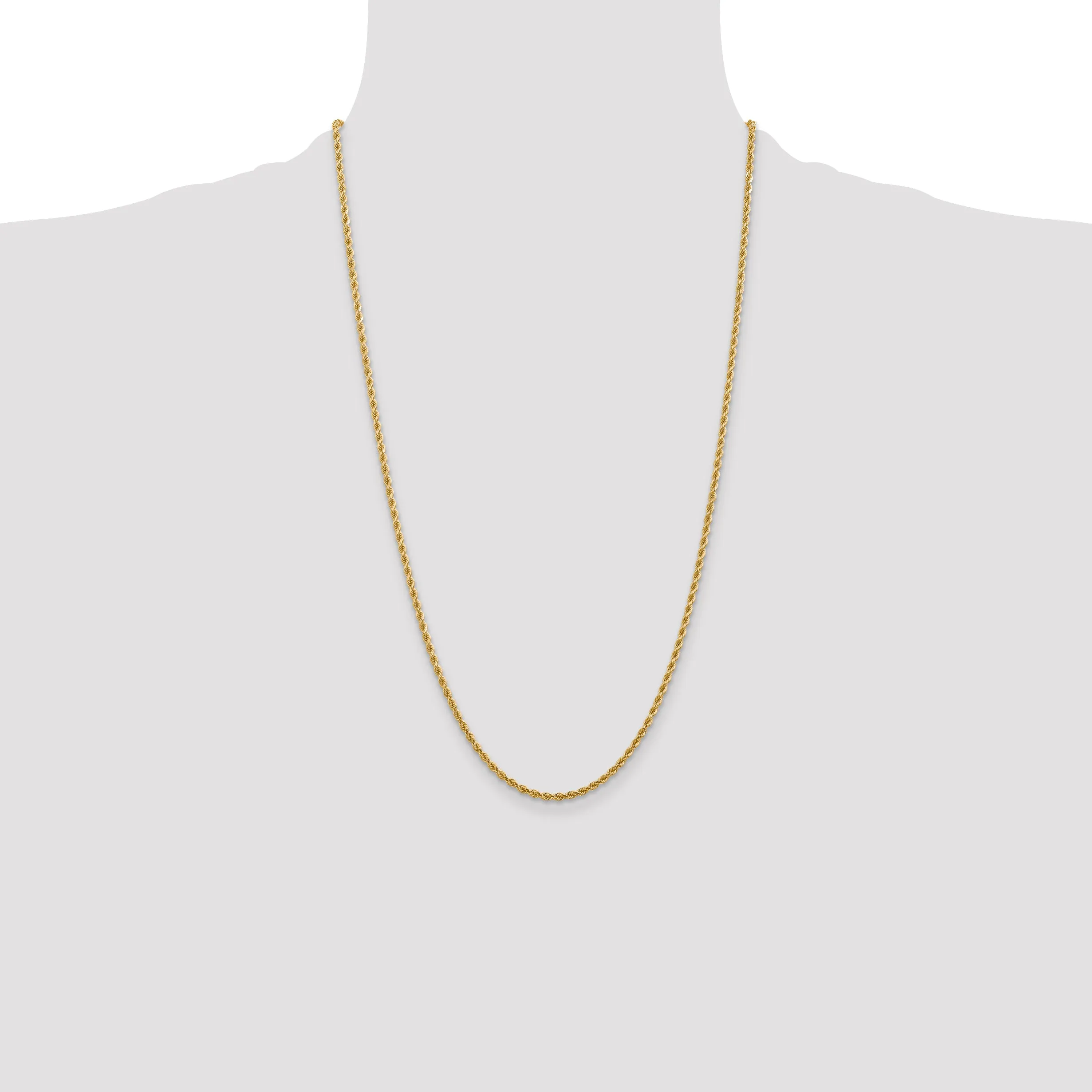 10K Gold Polished Unisex Diamond-Cut Rope Chain Necklace 18