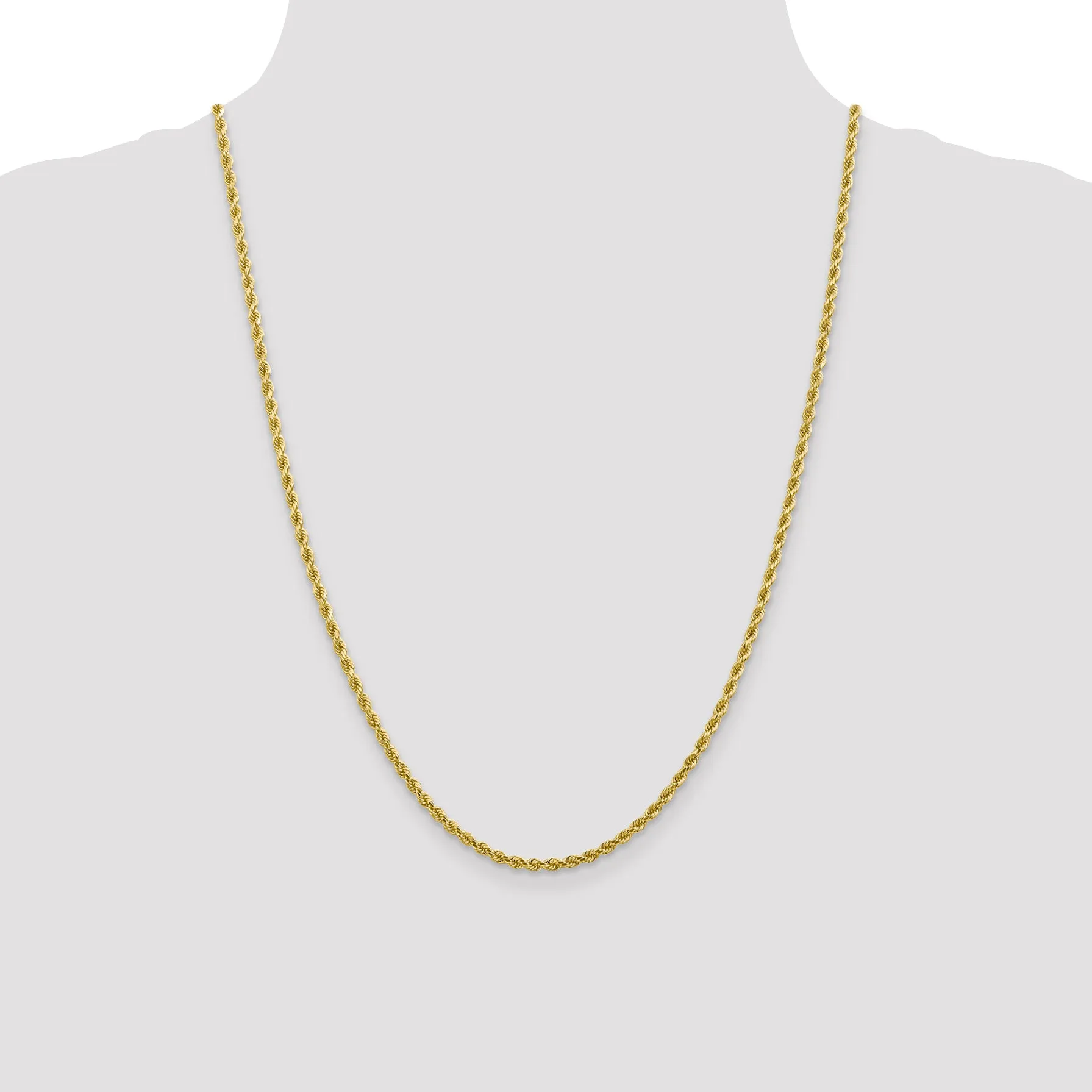 10K Gold Polished Unisex Diamond-Cut Rope Chain Necklace 18