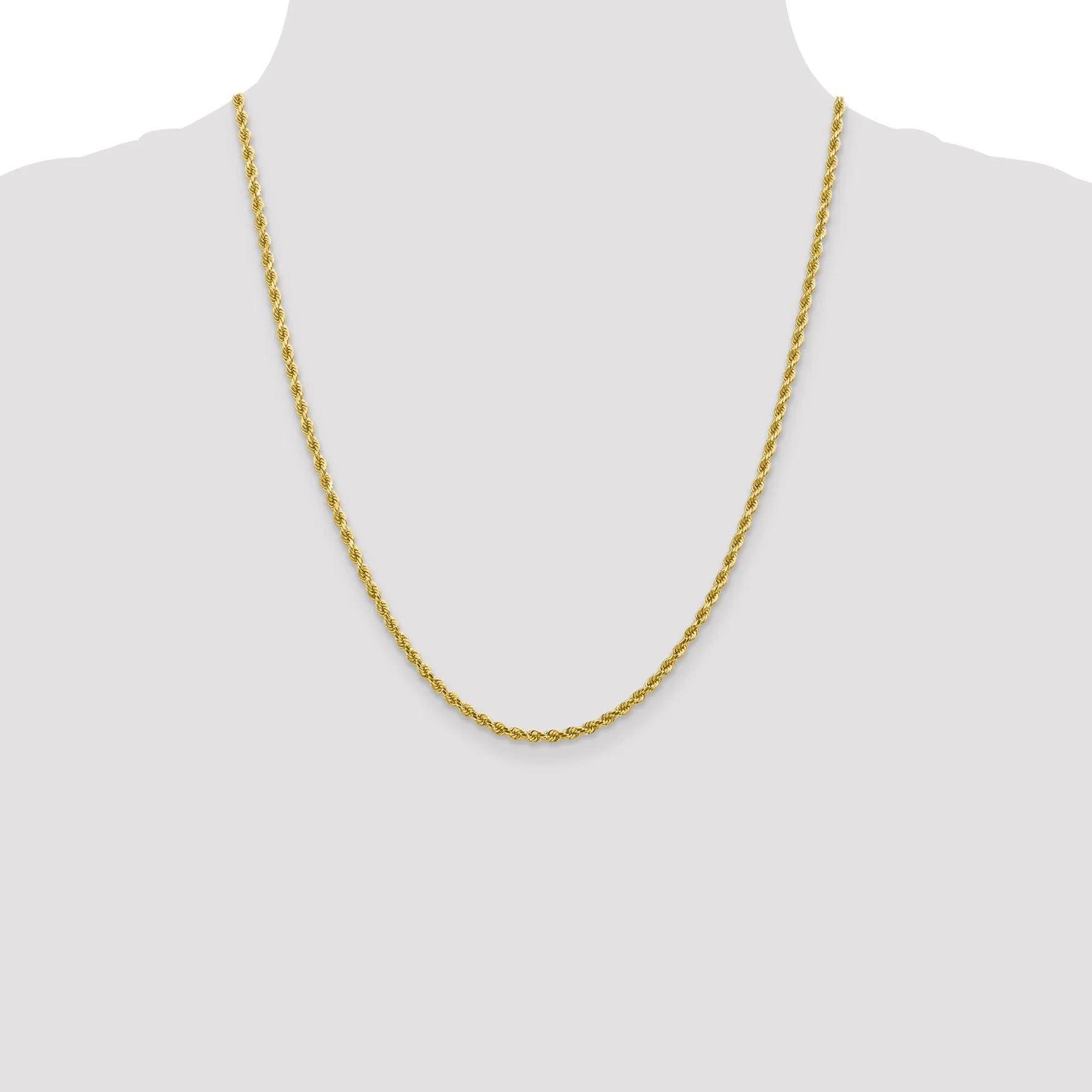 10K Gold Polished Unisex Diamond-Cut Rope Chain Necklace 18