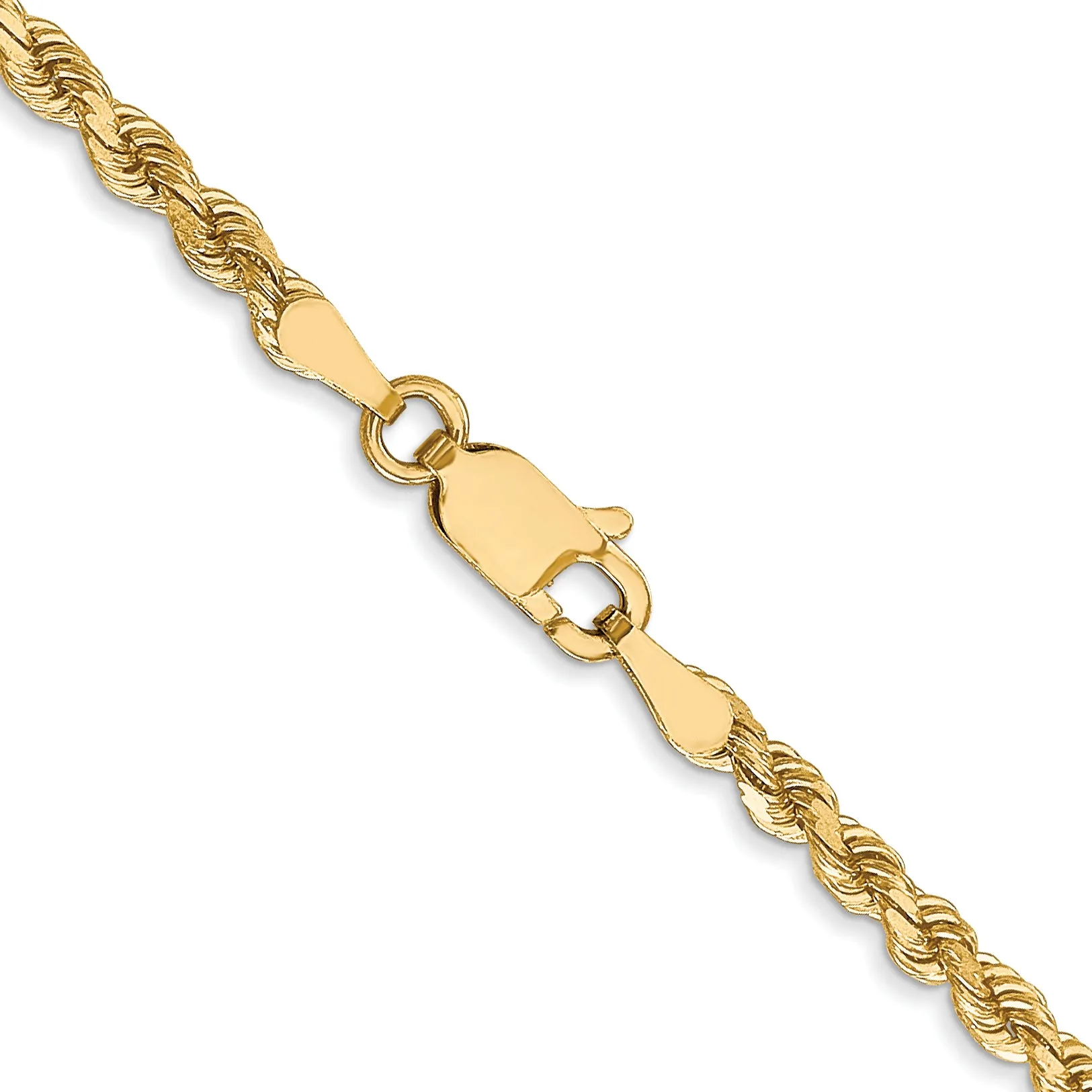 10K Gold Polished Unisex Diamond-Cut Rope Chain Necklace 18