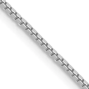10K White Gold Polished Box Chain Necklace with Rhodium Finish