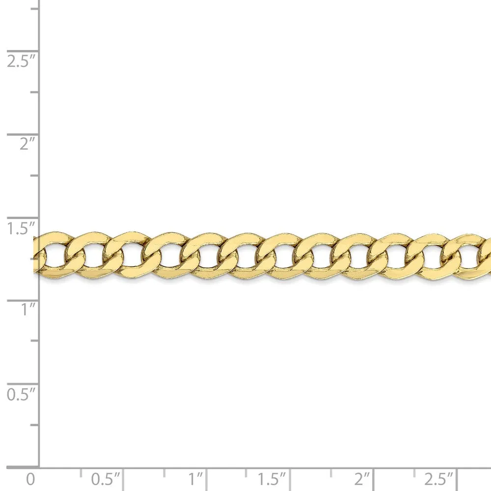 10K Yellow Gold Curb Chain Necklace with Durable Semi-Solid Design