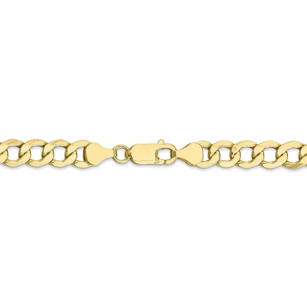 10K Yellow Gold Curb Chain Necklace with Durable Semi-Solid Design