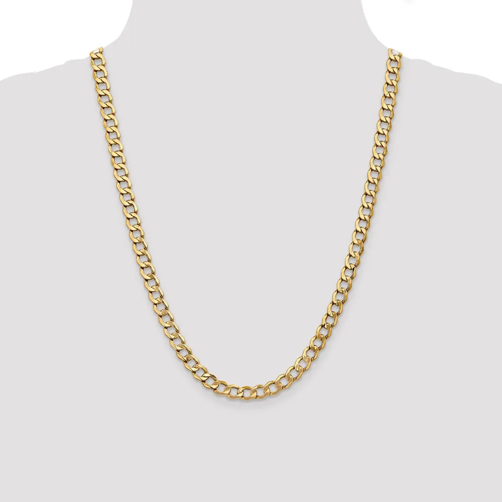 10K Yellow Gold Curb Chain Necklace with Durable Semi-Solid Design