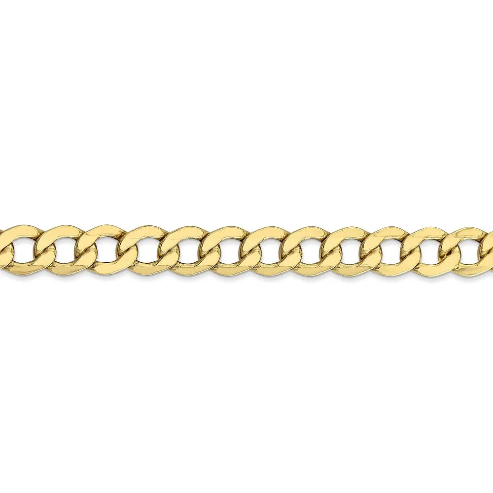 10K Yellow Gold Curb Chain Necklace with Durable Semi-Solid Design