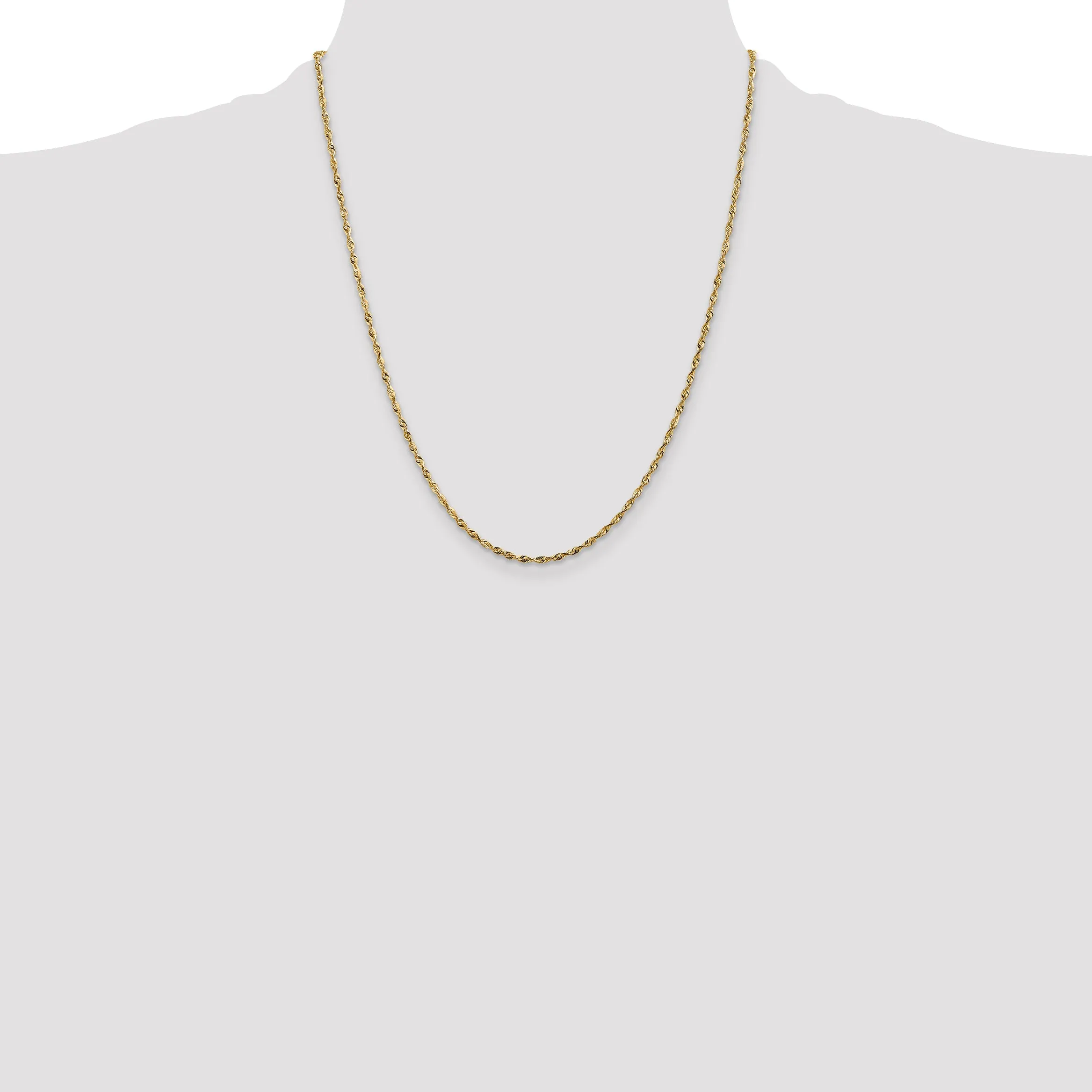 10K Yellow Gold Extra-Light Diamond-Cut Rope Chain Necklace 16