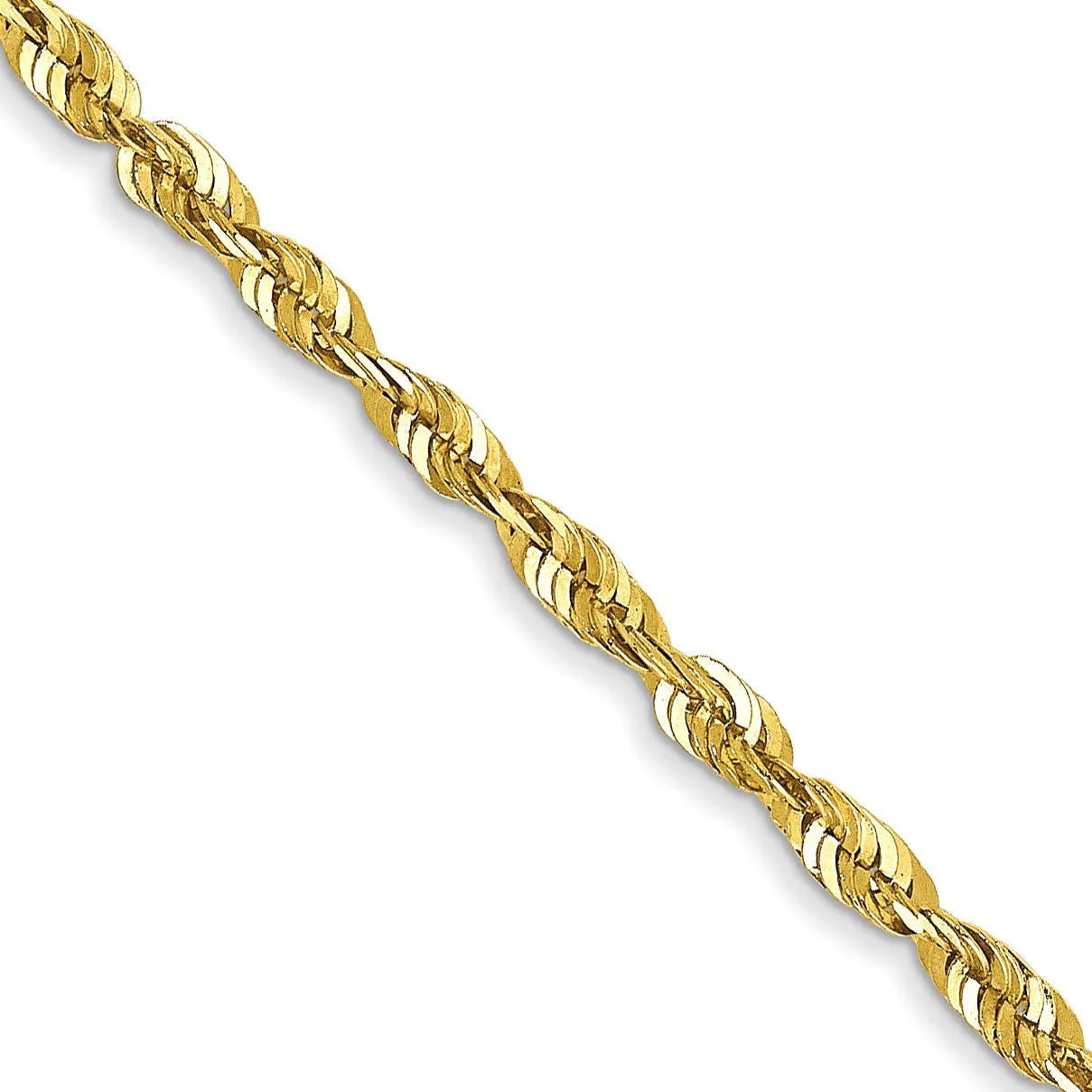 10K Yellow Gold Extra-Light Diamond-Cut Rope Chain Necklace 16