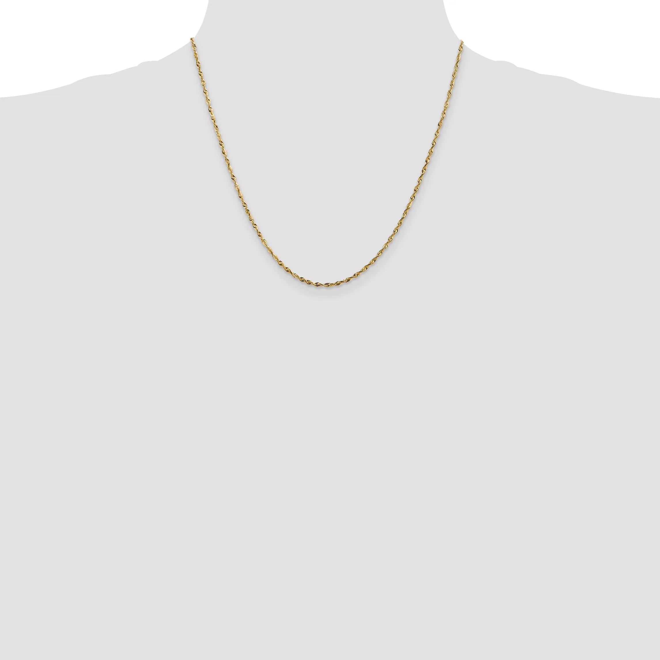 10K Yellow Gold Extra-Light Diamond-Cut Rope Chain Necklace 16
