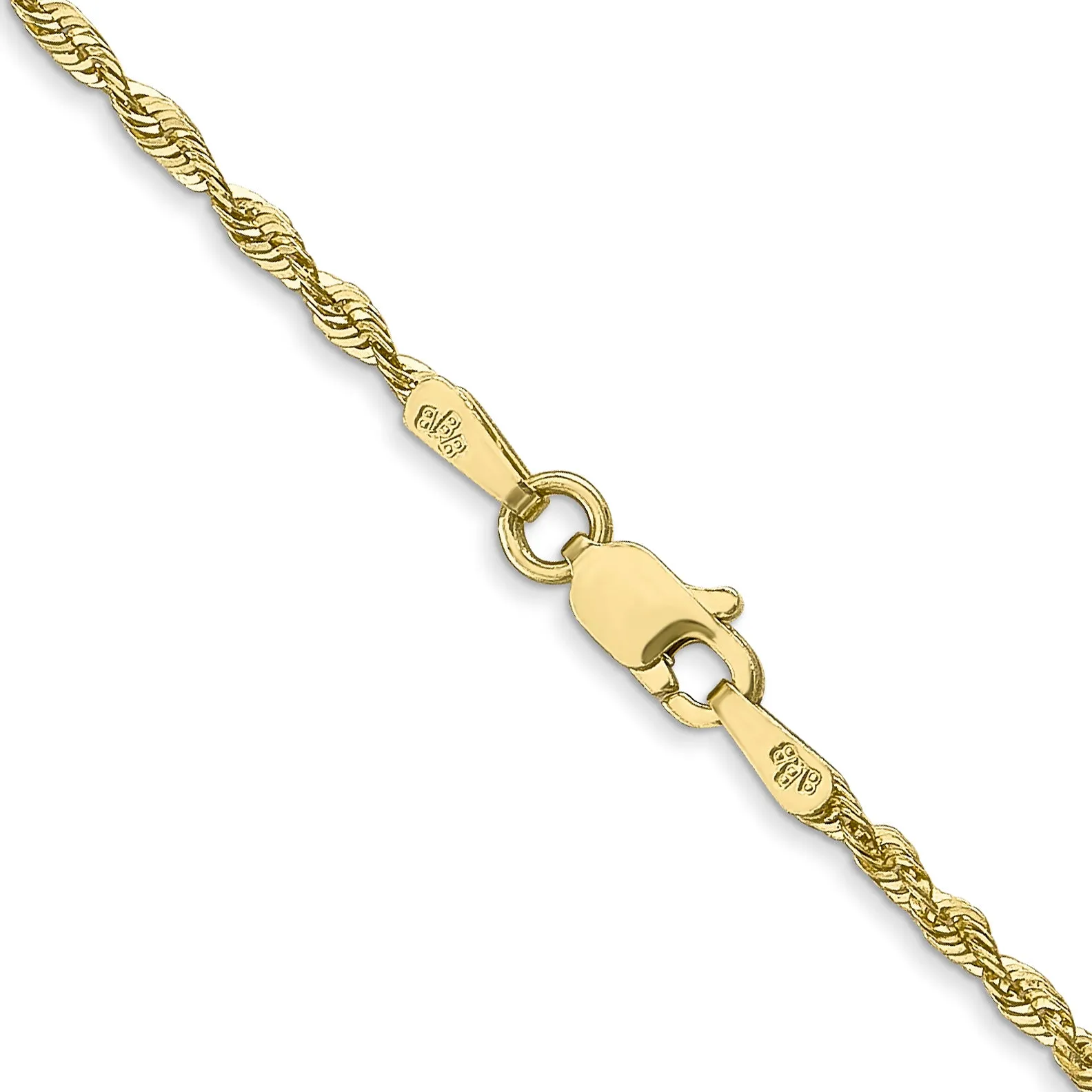 10K Yellow Gold Extra-Light Diamond-Cut Rope Chain Necklace 16
