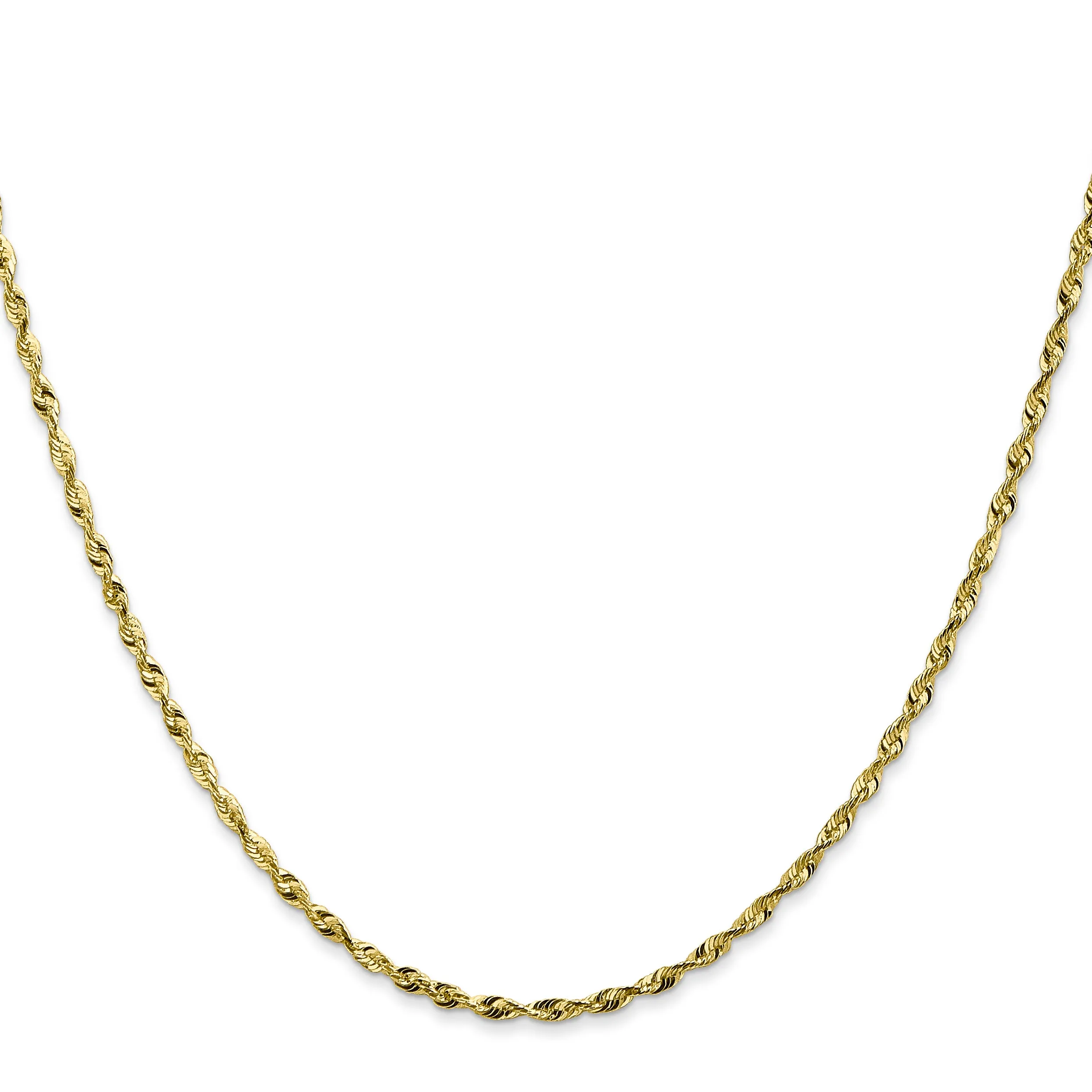 10K Yellow Gold Extra-Light Diamond-Cut Rope Chain Necklace 16