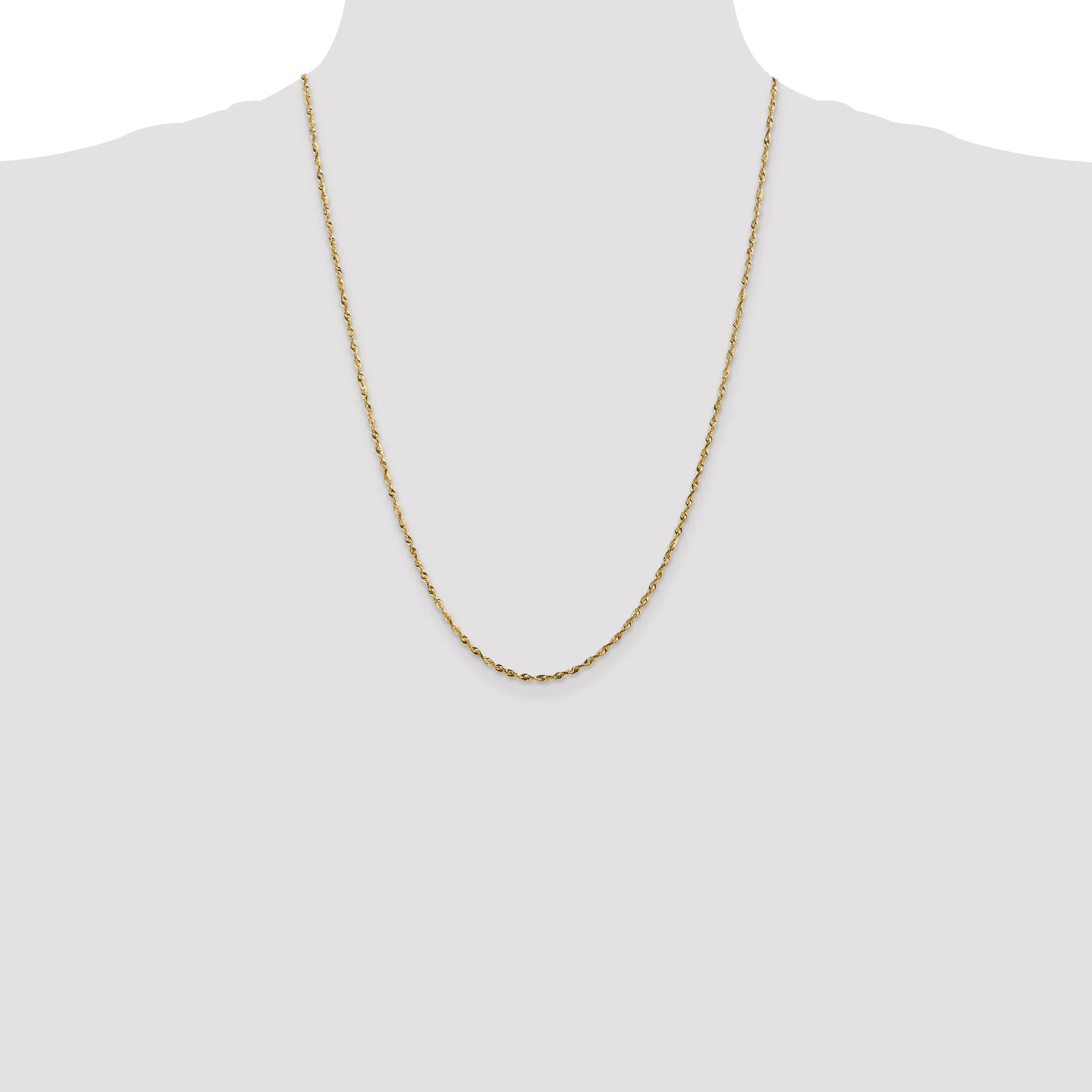 10K Yellow Gold Extra-Light Diamond-Cut Rope Chain Necklace 16