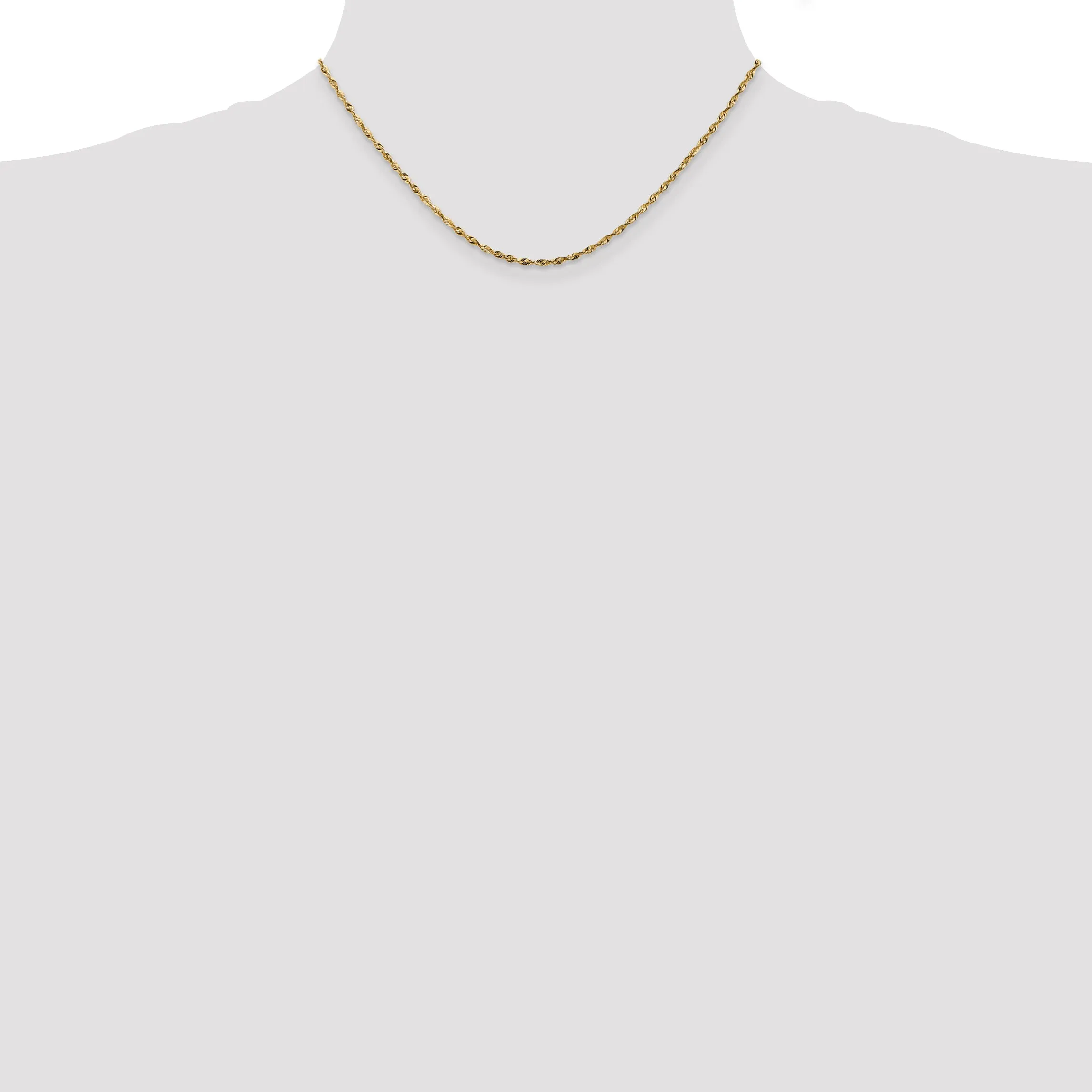 10K Yellow Gold Extra-Light Diamond-Cut Rope Chain Necklace 16