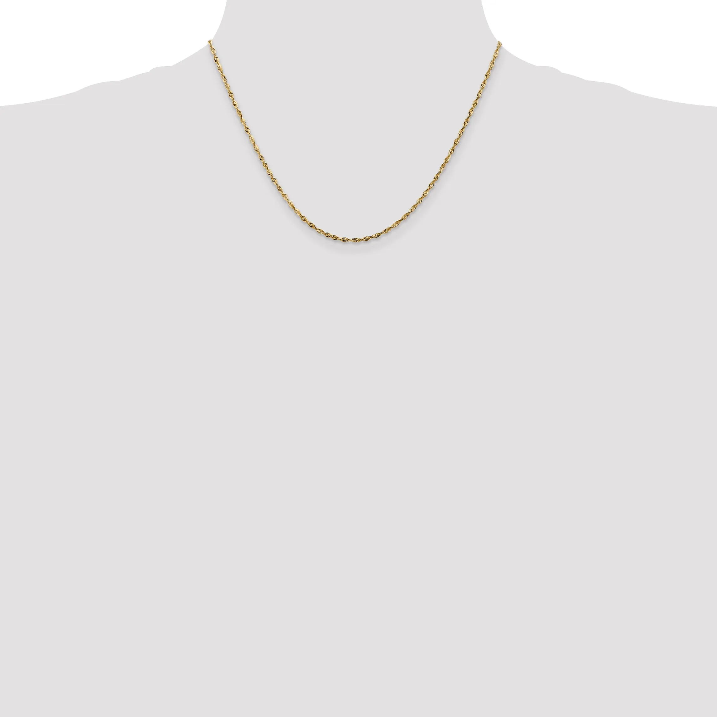 10K Yellow Gold Extra-Light Diamond-Cut Rope Chain Necklace 16