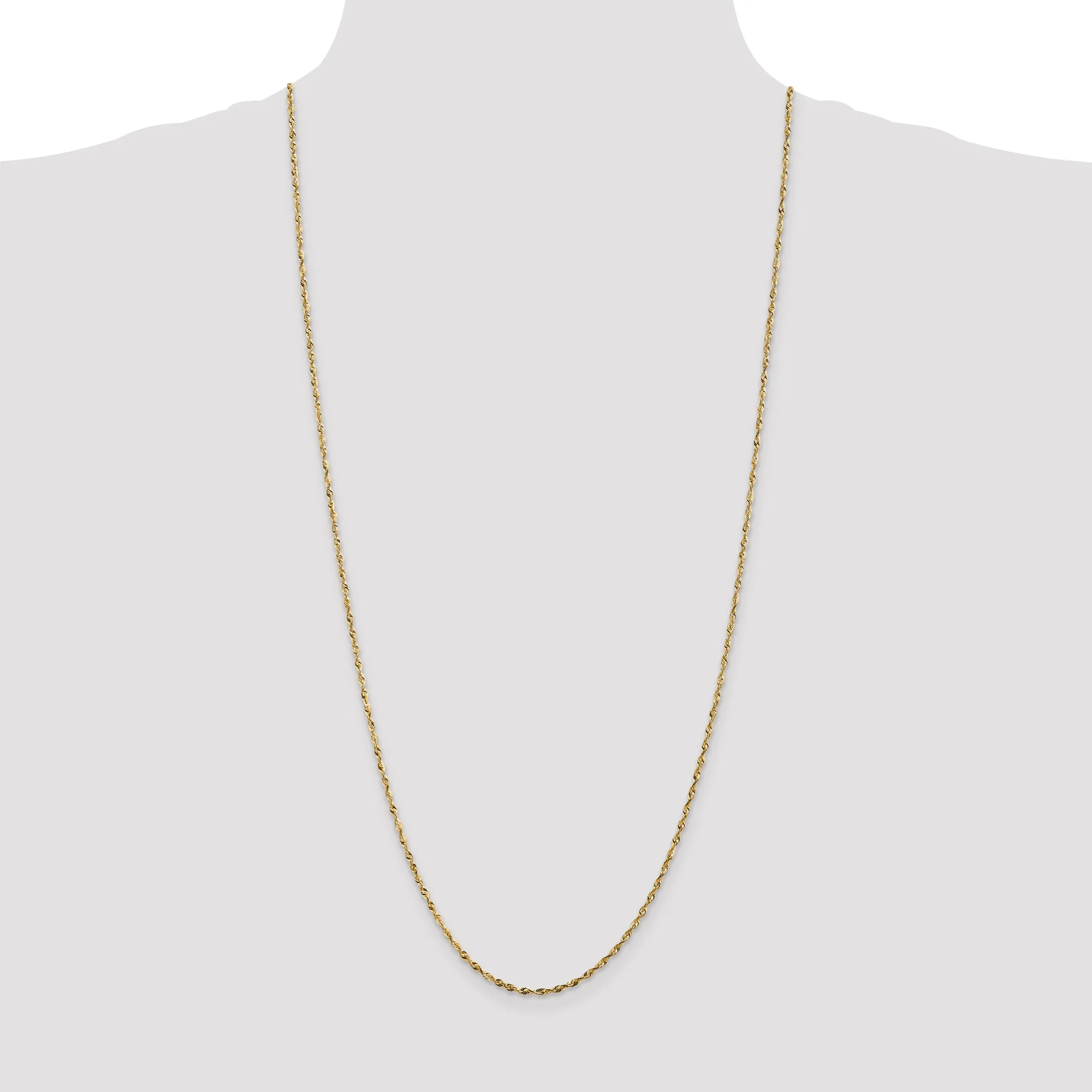 10K Yellow Gold Extra-Light Diamond-Cut Rope Chain Necklace 16