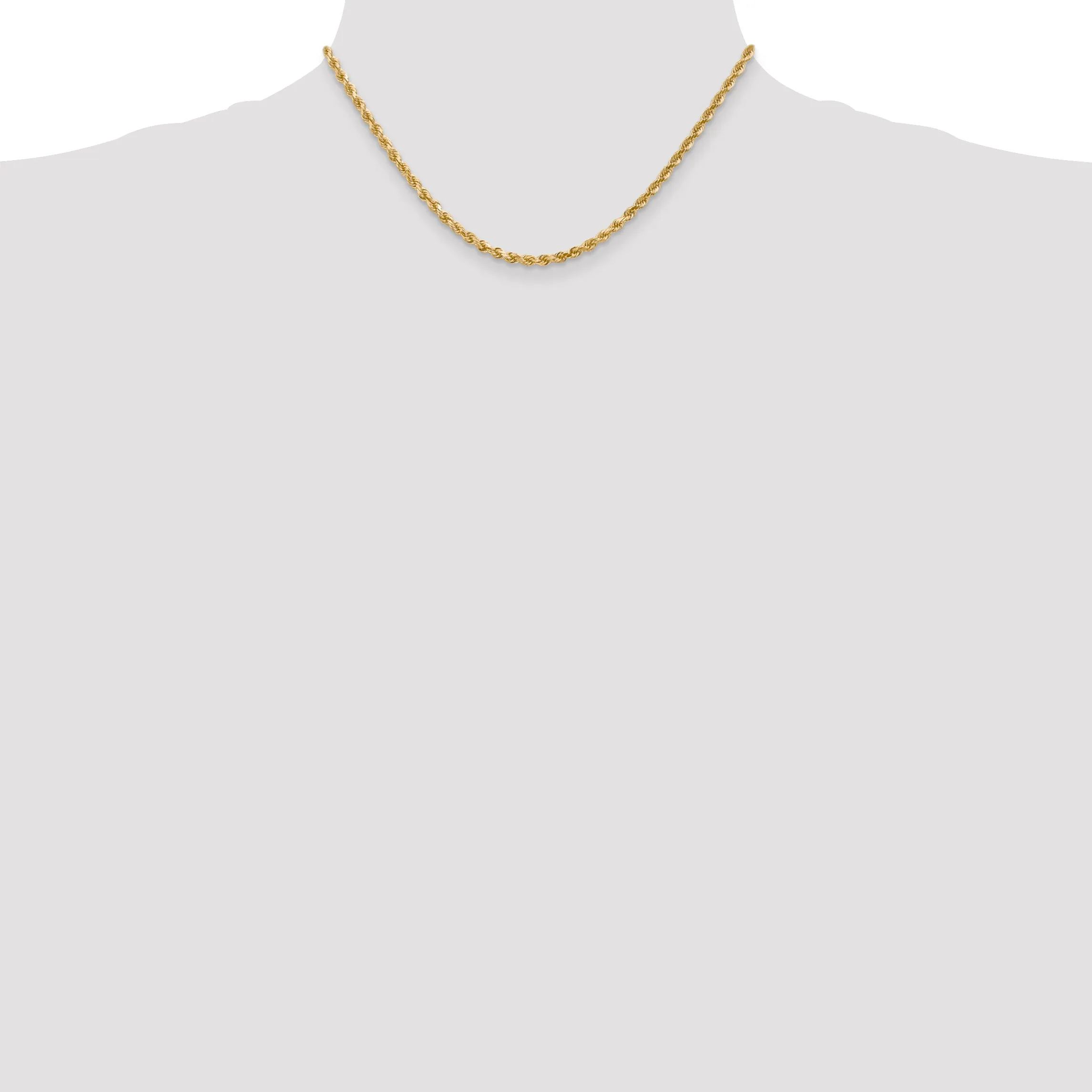 10K Yellow Gold Polished Rope Chain Necklace with Diamond-Cut Elegance