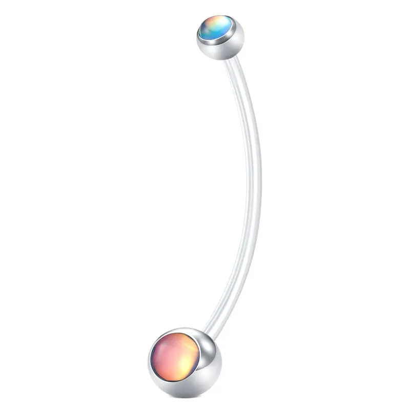 14G Double Inlaid Cat's-eye Pregnancy Belly Rings 25MM 38MM Muti-Color Available