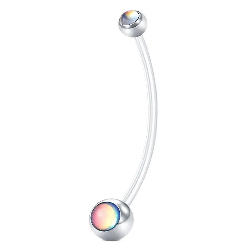14G Double Inlaid Cat's-eye Pregnancy Belly Rings 25MM 38MM Muti-Color Available