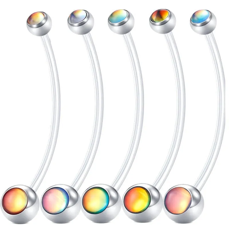 14G Double Inlaid Cat's-eye Pregnancy Belly Rings 25MM 38MM Muti-Color Available