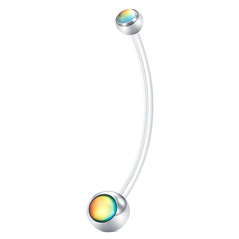 14G Double Inlaid Cat's-eye Pregnancy Belly Rings 25MM 38MM Muti-Color Available