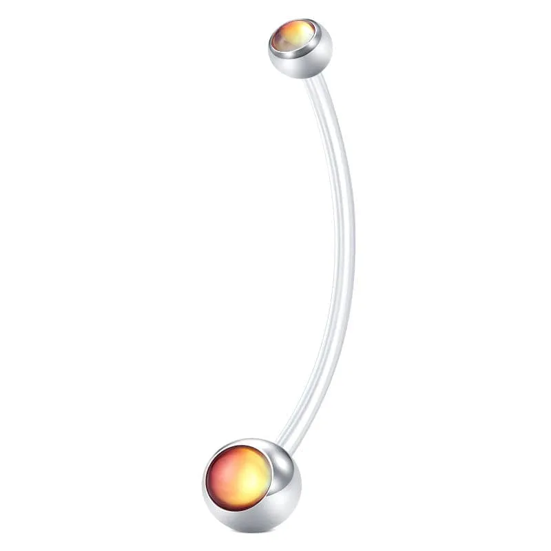 14G Double Inlaid Cat's-eye Pregnancy Belly Rings 25MM 38MM Muti-Color Available