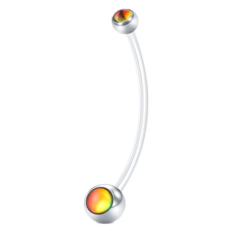 14G Double Inlaid Cat's-eye Pregnancy Belly Rings 25MM 38MM Muti-Color Available