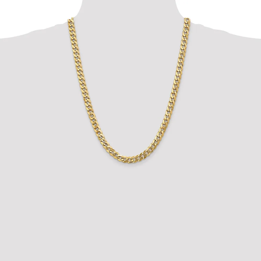 14K Gold Beveled Curb Chain Necklace with Lobster Clasp - 22 Inch