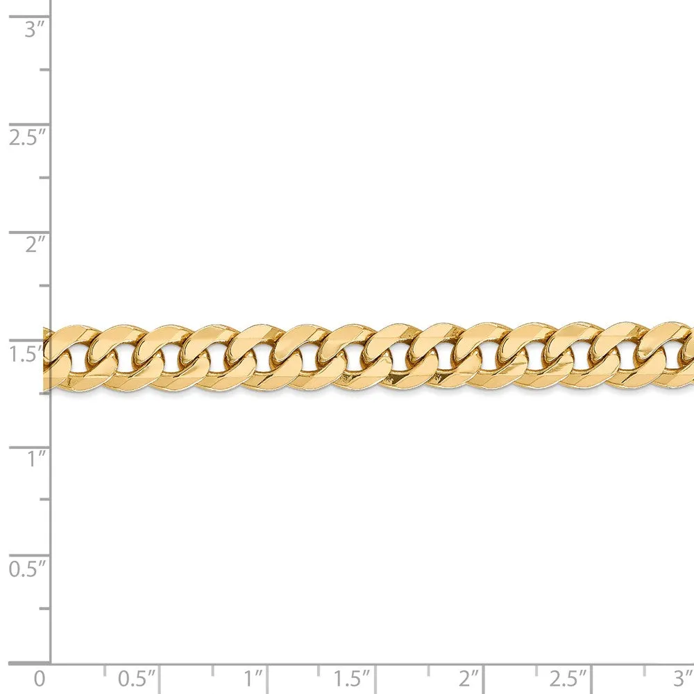 14K Gold Beveled Curb Chain Necklace with Lobster Clasp - 22 Inch