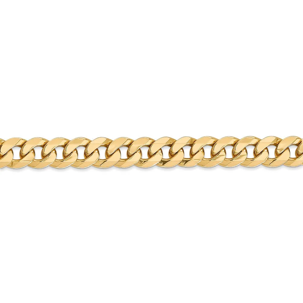 14K Gold Beveled Curb Chain Necklace with Lobster Clasp - 22 Inch