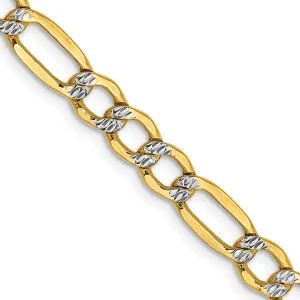 14K Gold Figaro Necklace with Rhodium Pave and Lobster Clasp
