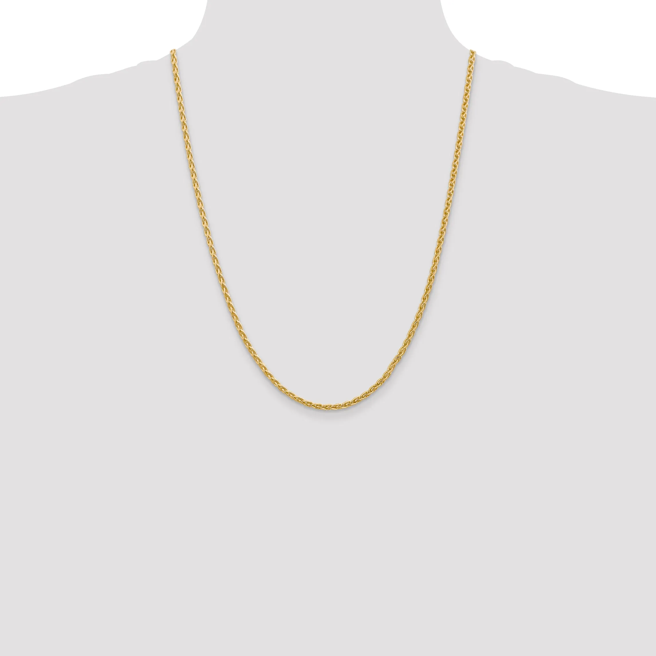 14K Gold Parisian Wheat Chain Necklace with Polished Lobster Clasp