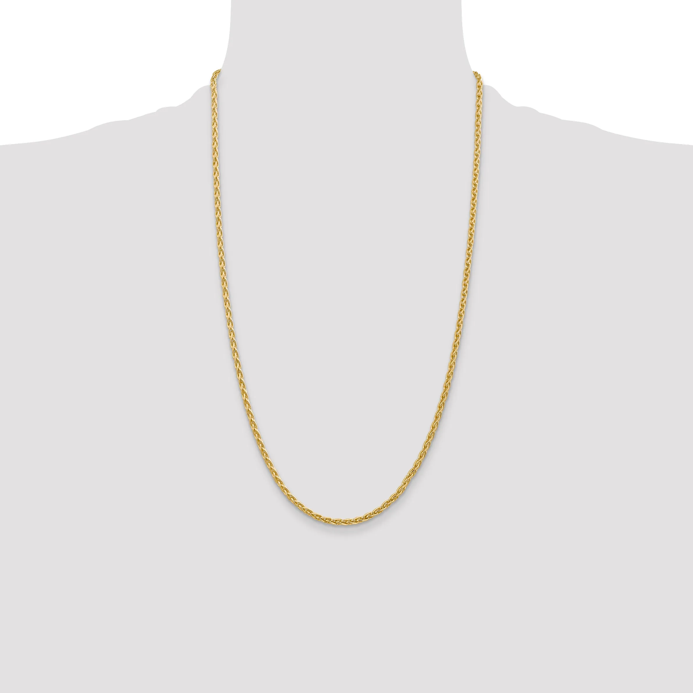 14K Gold Parisian Wheat Chain Necklace with Polished Lobster Clasp