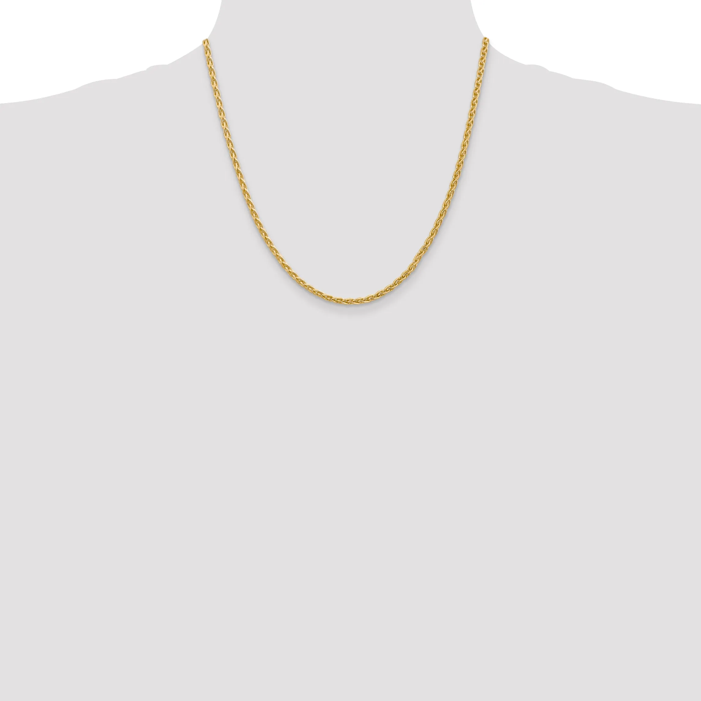 14K Gold Parisian Wheat Chain Necklace with Polished Lobster Clasp