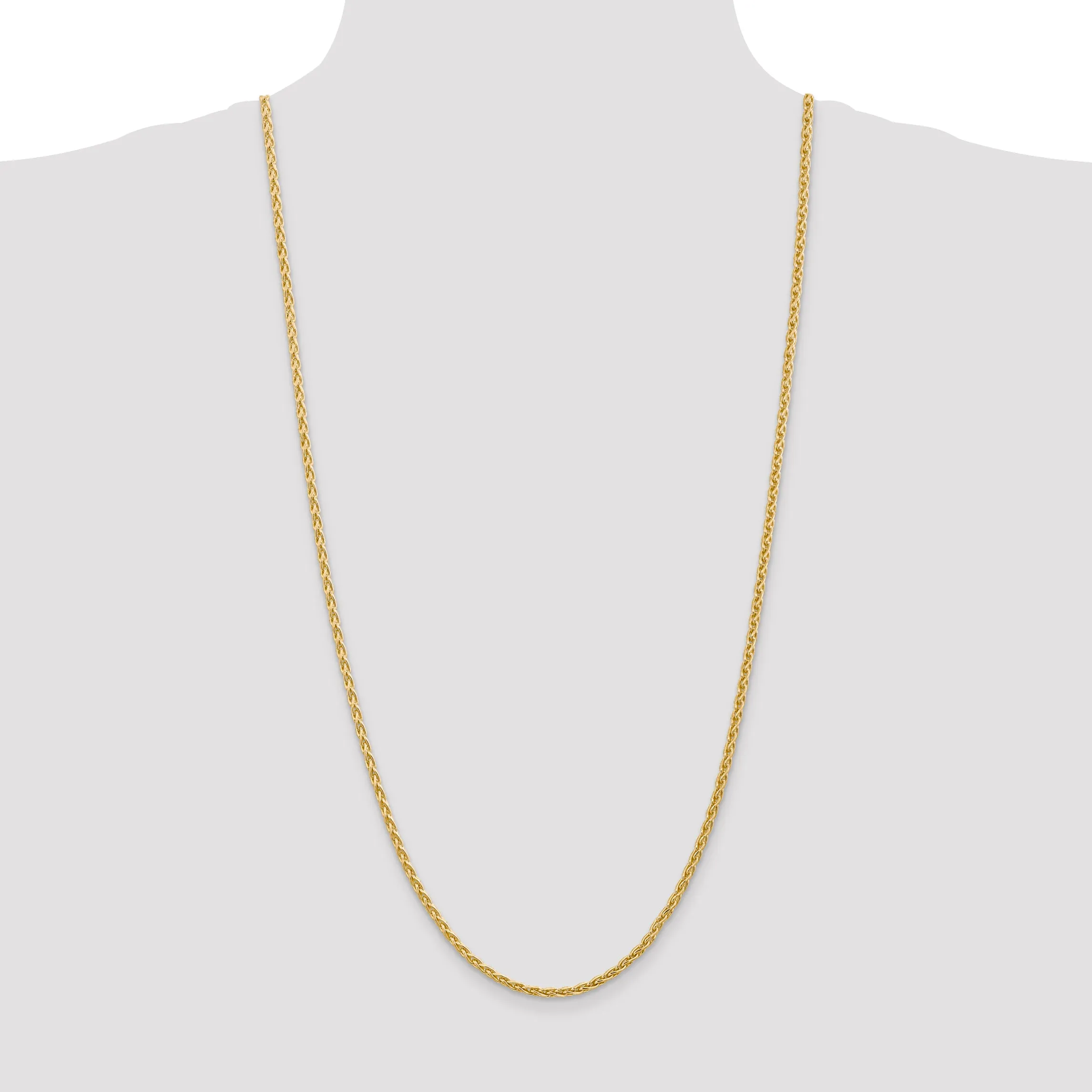14K Gold Parisian Wheat Chain Necklace with Polished Lobster Clasp