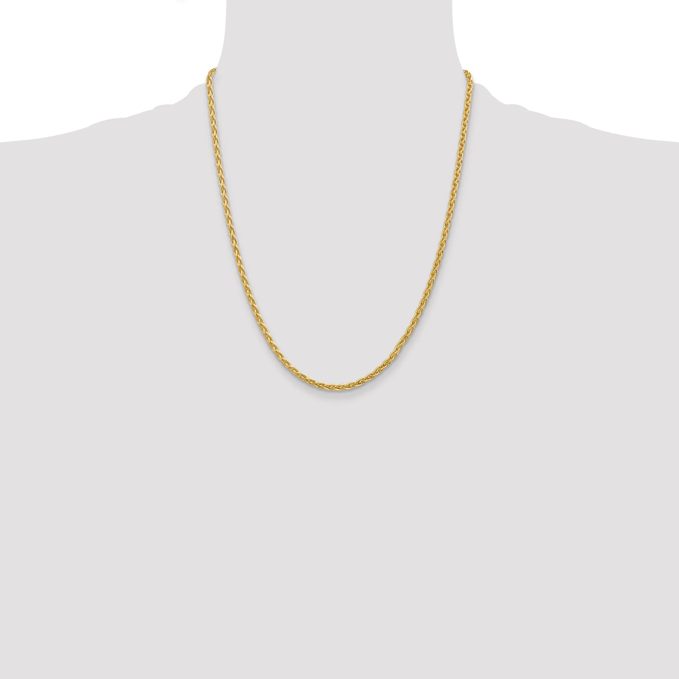 14K Gold Parisian Wheat Chain Necklace with Polished Lobster Clasp