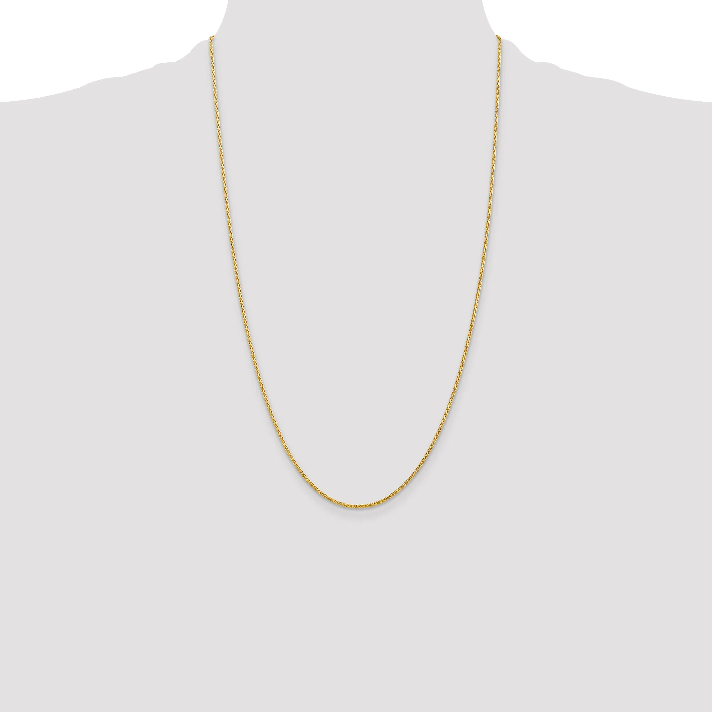14K Gold Polished Wheat Chain Necklace with Lobster Clasp Elegant Women's Accessory