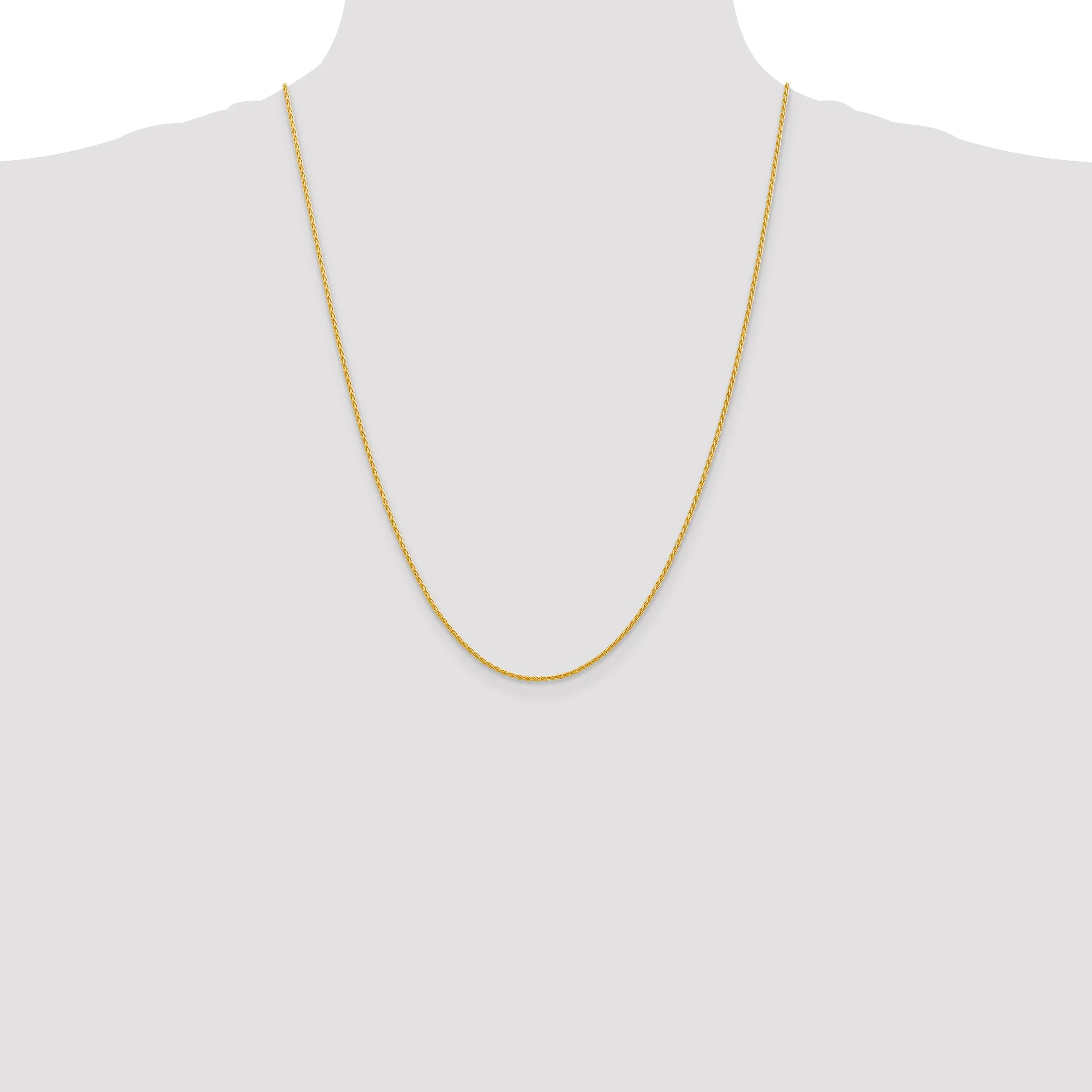 14K Gold Polished Wheat Chain Necklace with Lobster Clasp Elegant Women's Accessory