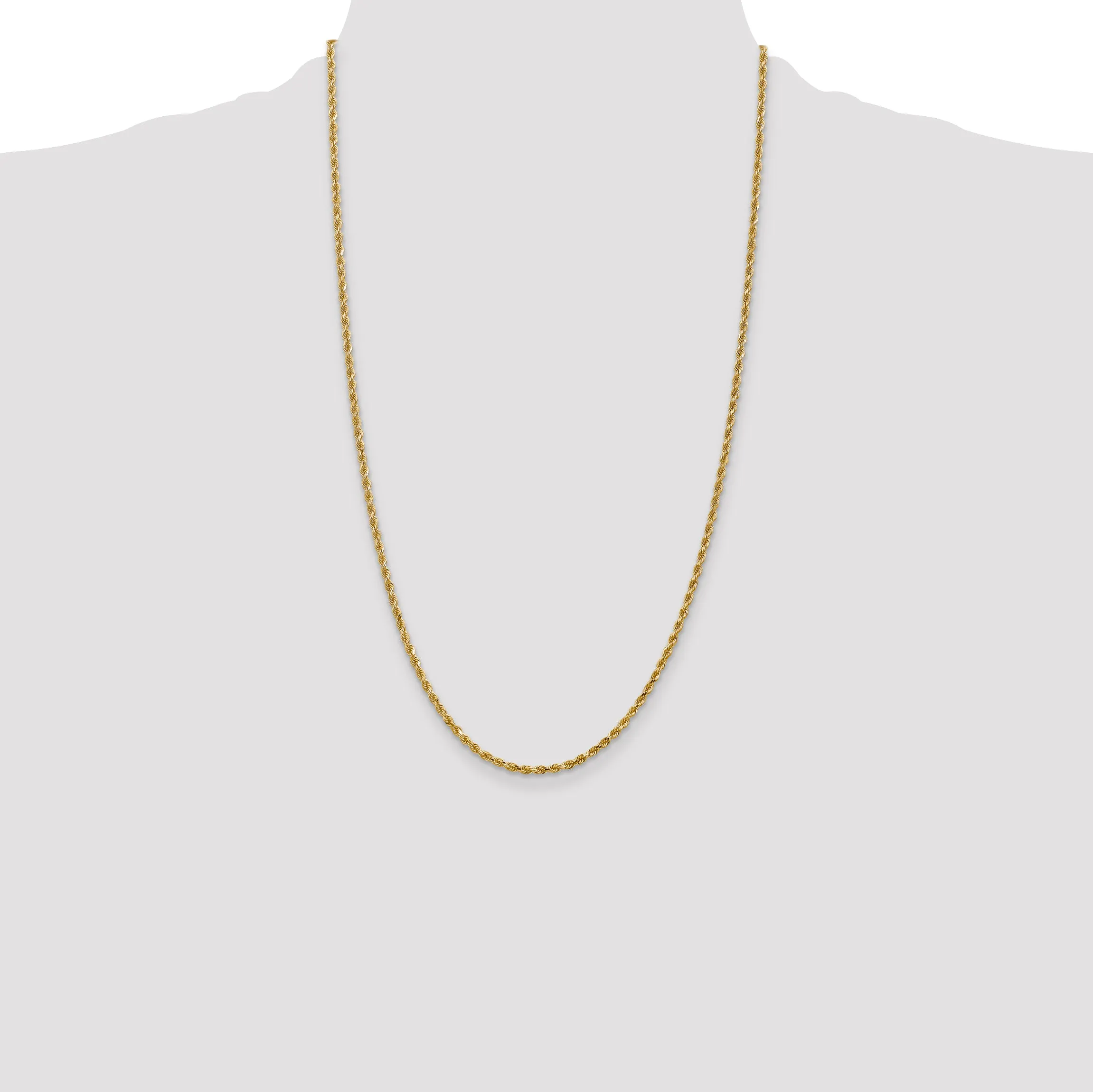 14K Gold Women's Diamond-Cut Rope Chain with Lobster Clasp