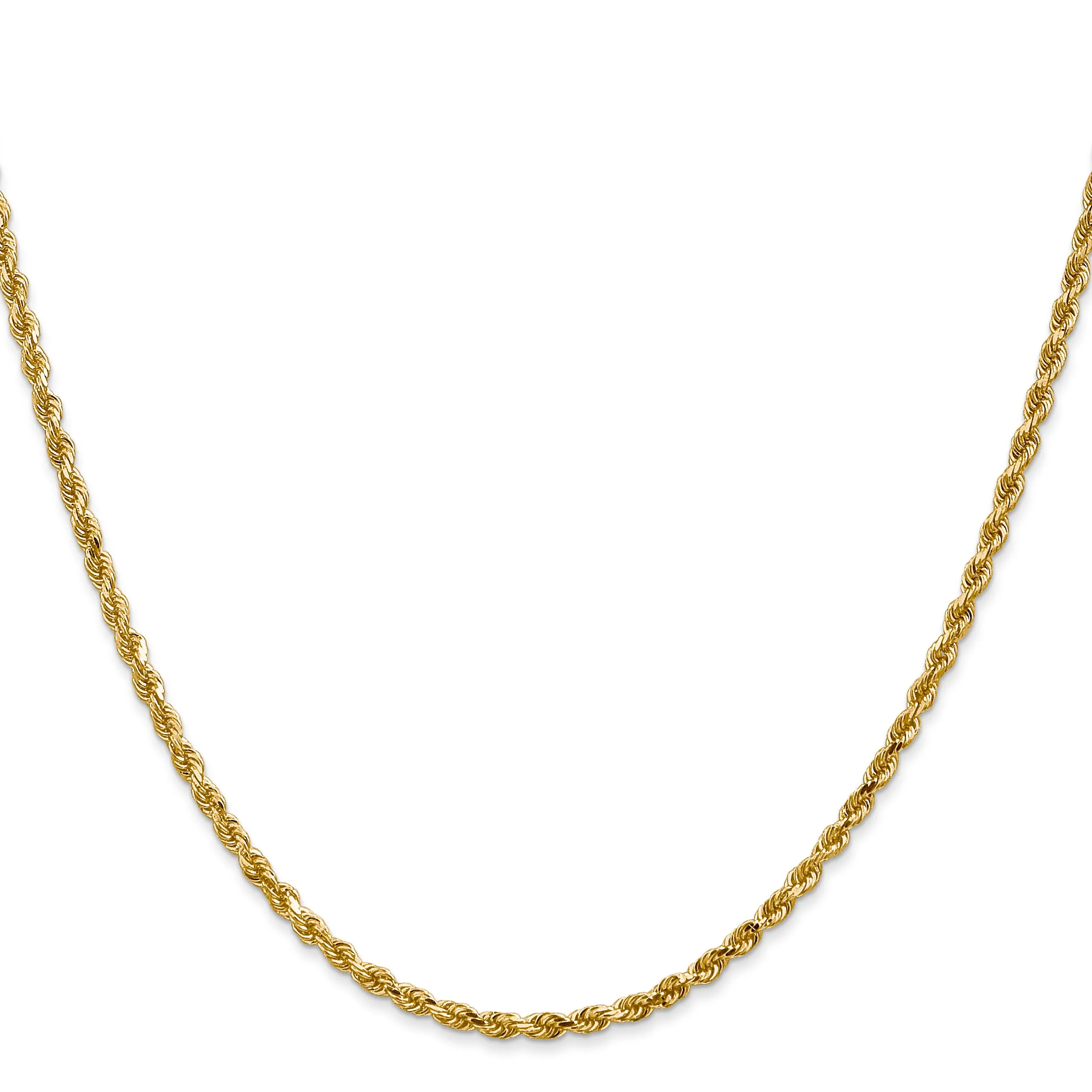 14K Gold Women's Diamond-Cut Rope Chain with Lobster Clasp