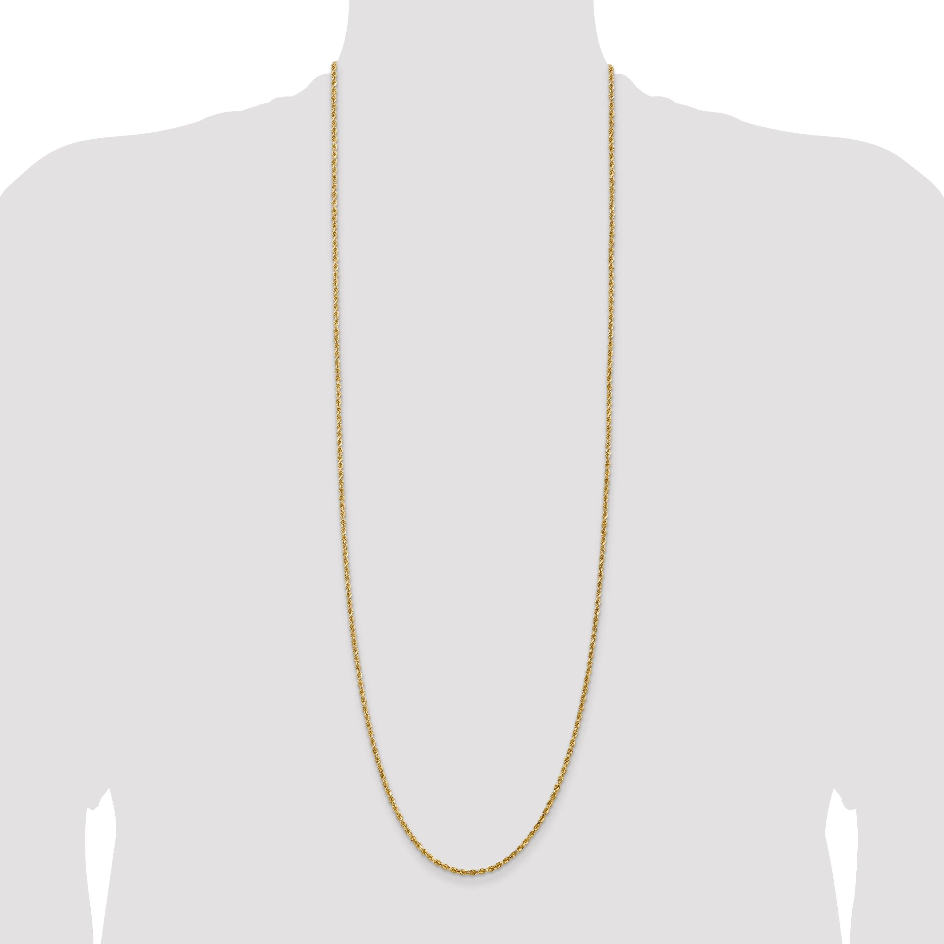 14K Gold Women's Diamond-Cut Rope Chain with Lobster Clasp