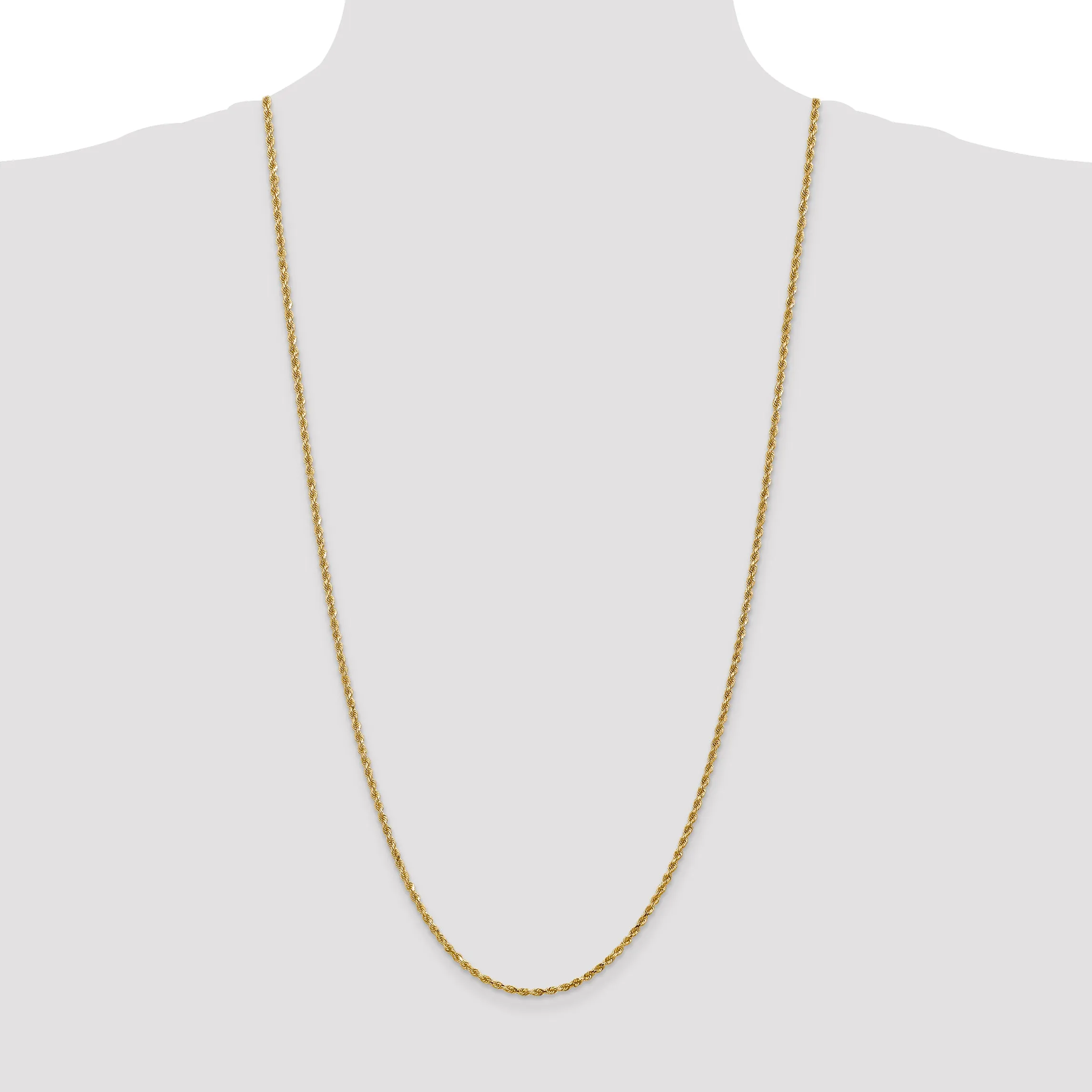 14K Gold Women's Diamond-Cut Rope Chain with Lobster Clasp