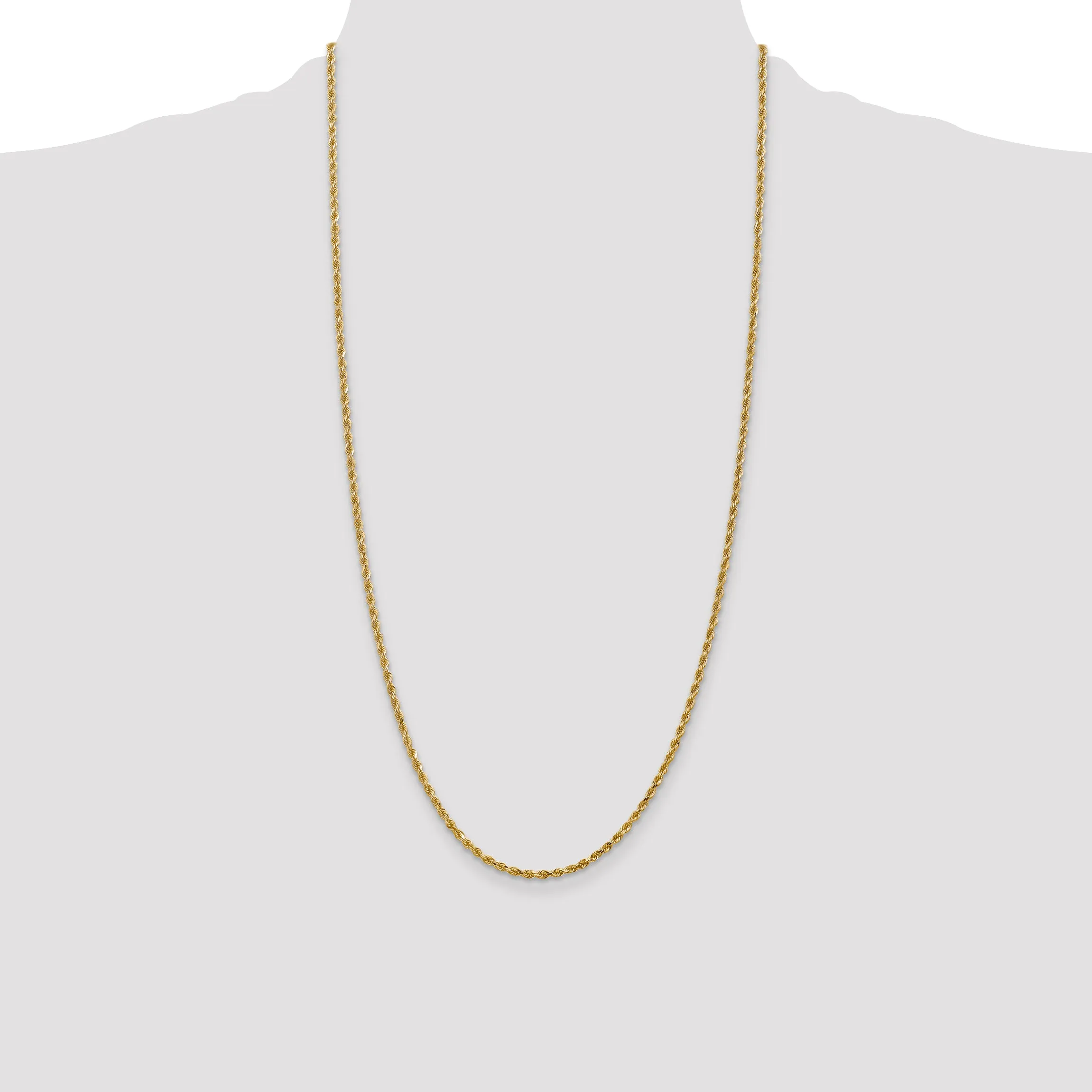 14K Gold Women's Diamond-Cut Rope Chain with Lobster Clasp