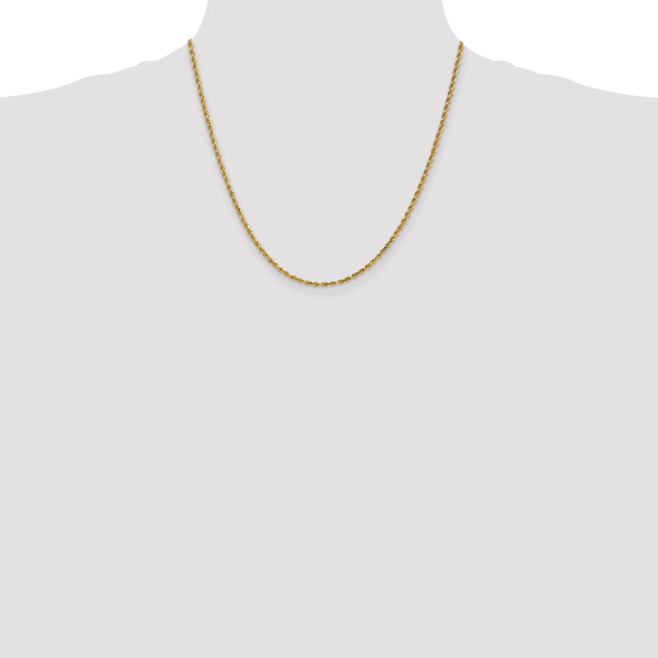 14K Gold Women's Diamond-Cut Rope Chain with Lobster Clasp